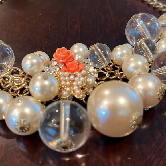 Statement necklace & bracelet set  faux pearls and beads set custom jewelry - Picture 3 of 16